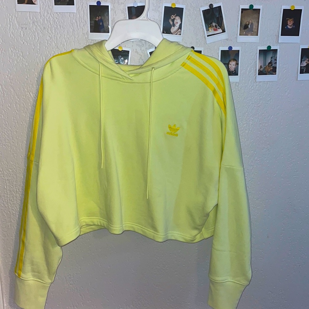 Yellow Adidas cropped hoodie